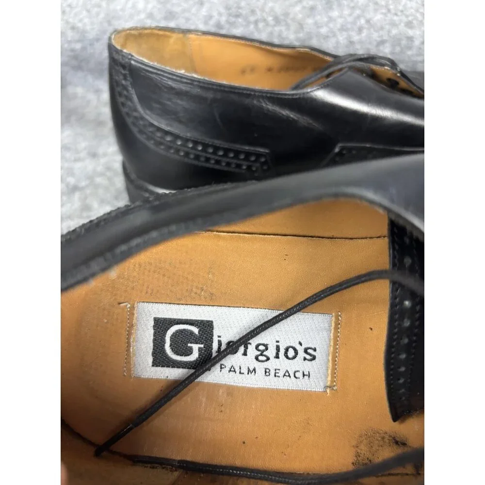 Giorgio's Palm Beach Shoes Mens Size 13 Black Leather Cap Toe Oxford Vibram Sole